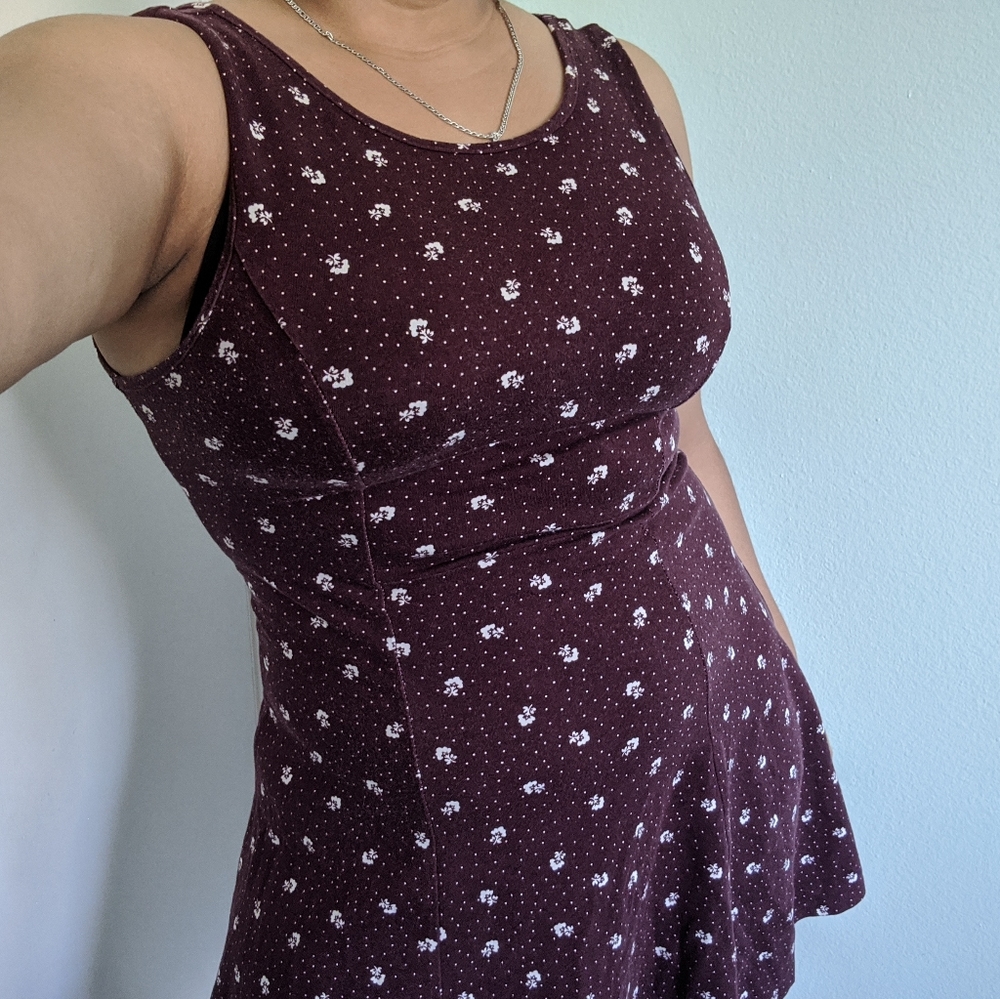 Spring Burgundy Babydoll Dress